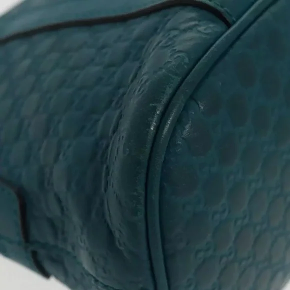 Authentic GUCCI Micro GG Canvas Hand Bag Leather 2way Turquoise Blue with strap - Picture 8 of 17
